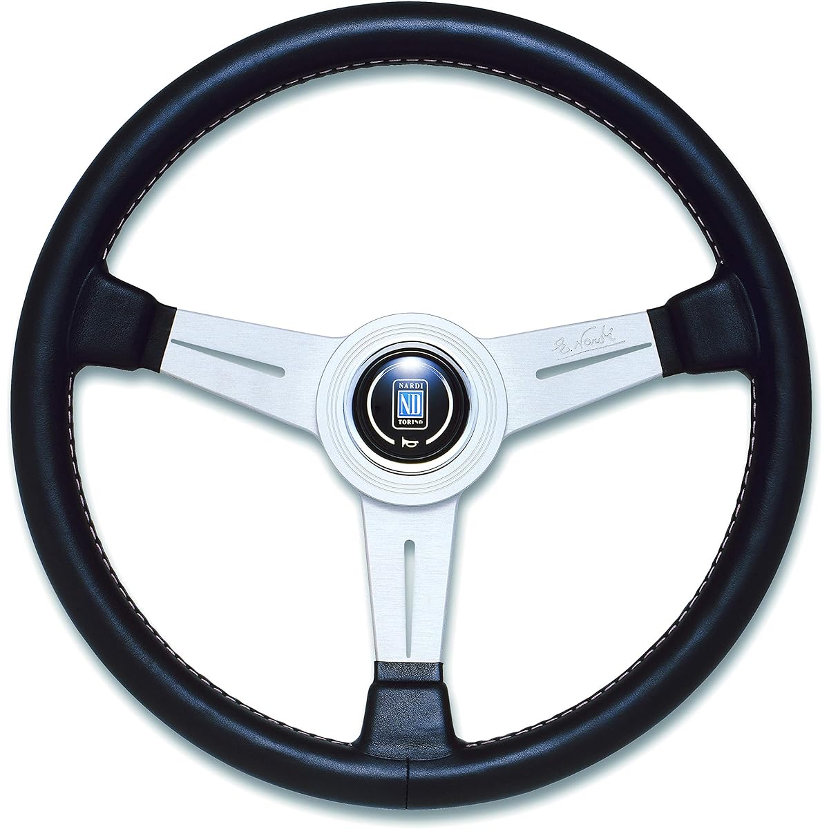 Nardi (Nardi) Classic (Classic) Black Leather & Silver Spoke 360mm Steering N131 N131
