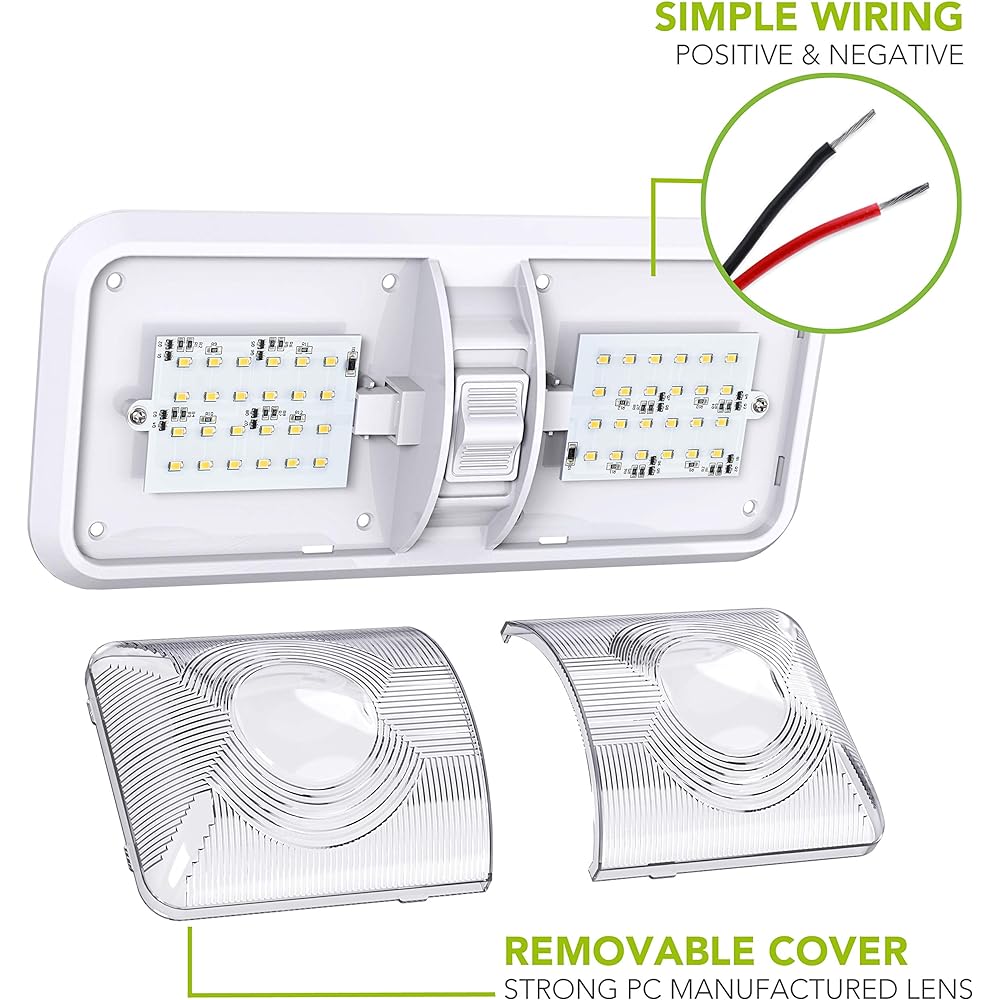 5 Pack Leisure LED Camper LED Ceiling Double Dome Light Fixture with On/Off Switch Car RV Trailer Camper Boat DC 12V Natural White 4000-4500K 2835SMD 48pcs (Natural White 4000-4500K 5pcs)