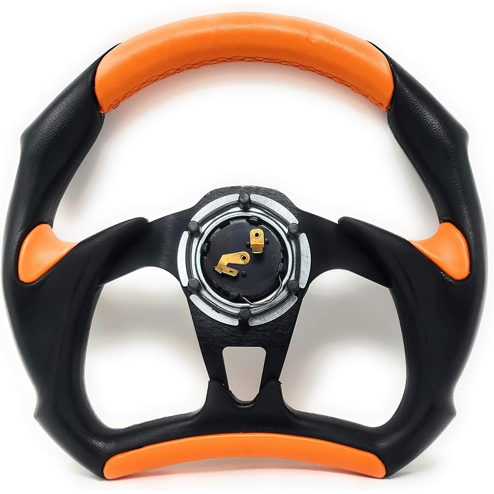 New WORLD MOTORING 12.5 Orange Steering Wheel W Adapter EZ-GO Polaris Ranger Club Car Harley Kubota