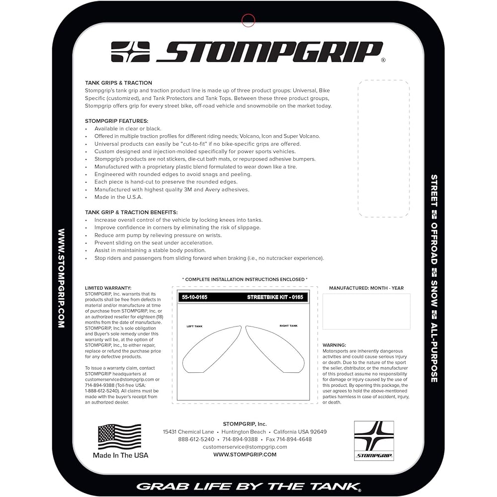 STOMPGRIP Traction Pad Tank Kit VOLCANO Clear S1000RR 19-20 55-10-0165