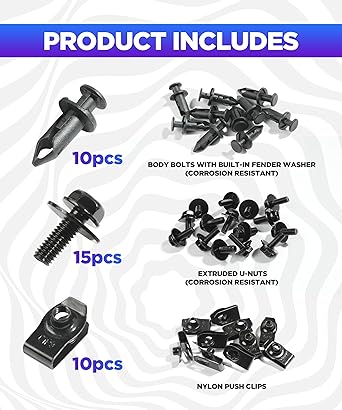 Engine Under Cover Splash Splash Shield Guard Body Body Body Body Body Splash Shield Guard Retainer Fender Liner Fastener Rivet Rivet Clip 35 pieces