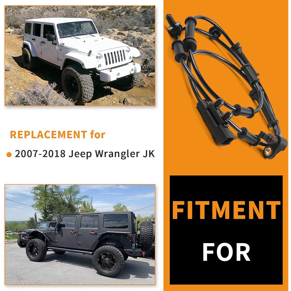 MikkupPa ABS Wheel Speed Sensor Front Left/Right 68003281ac 2007-2018 Compatible with Geep Wrangler JK
