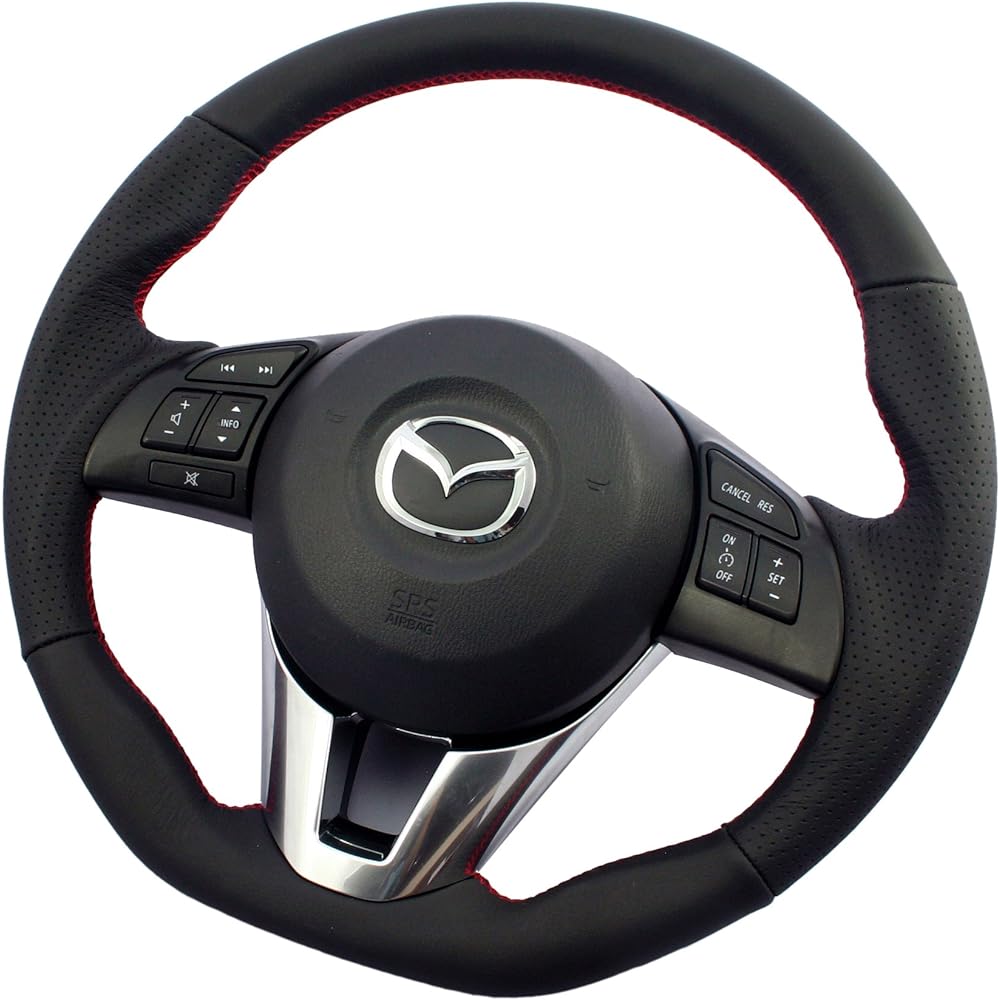KENSTYLE Original Steering MB01 Mazda Atenza (GJ Series) 2012/11~2016/8 All Black Leather (Red Stitch)