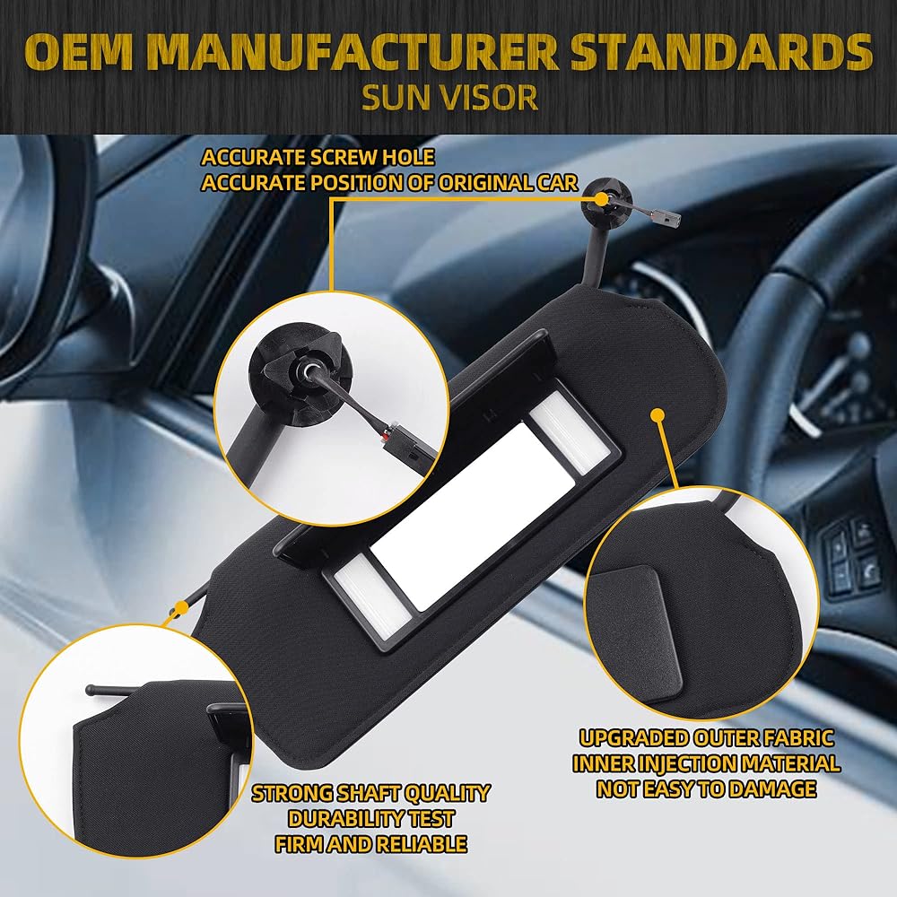 DASBECAN Left Driver & Ujon Site side Sun Visor Chevrolet Colbet C5 1997-2004 San Visor Compatible LED Light with 10442033 10442034