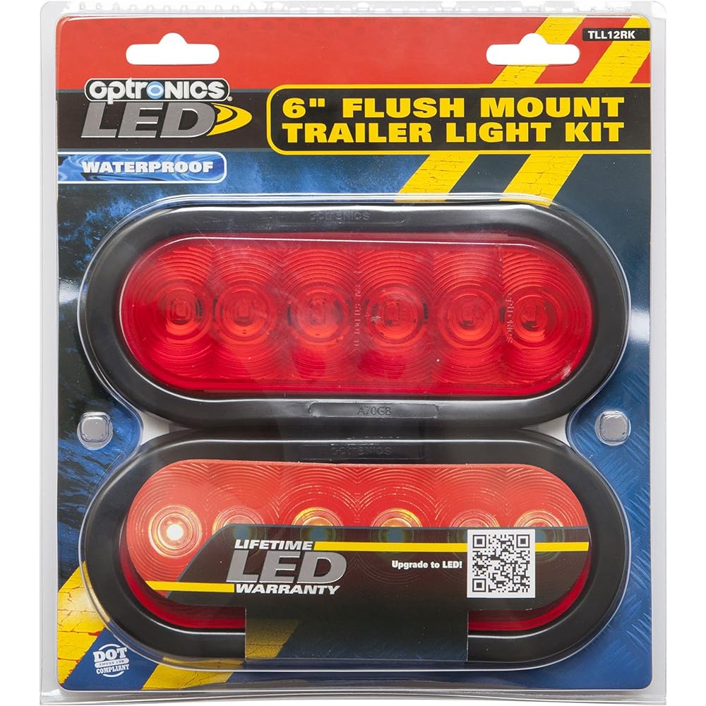 OPTRONICS TLL12RK 6 inch Oval Shield LED Tail Light Kit Red