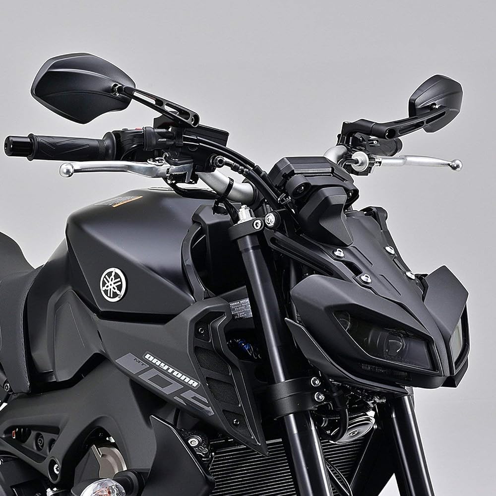 Daytona Parallel mirror for motorcycles, 1 on each side, right only, 10mm forward/reverse thread, conforms to new safety standards, Blue mirror (anti-glare mirror), Hexagon Blast Black 98916