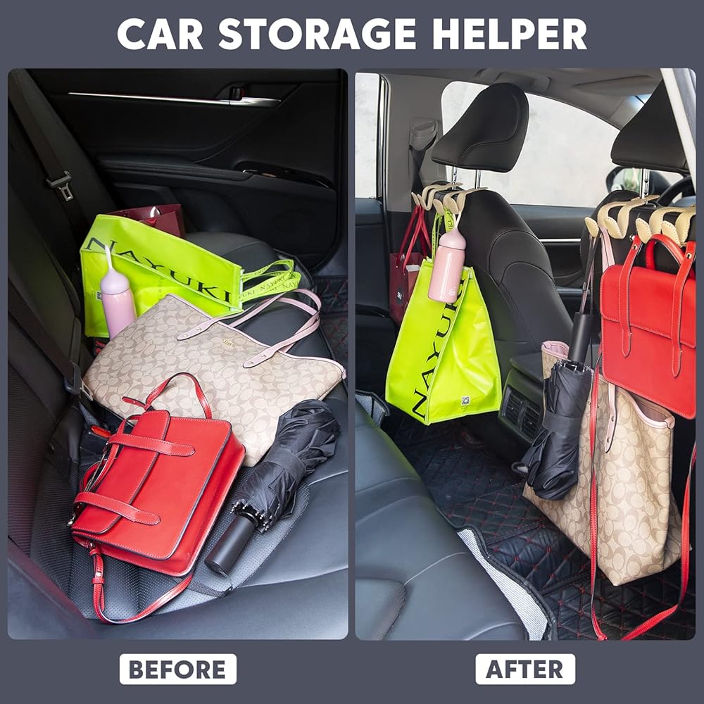 Car Seat Headrest Hook Bag Hook Headrest Hook 2 inches -1 Durable Hook Leather Car Headrest Hook Car Seat Back Hook Car Purse Accessory Hanging/Wallet/Umbrella/For Food Bags