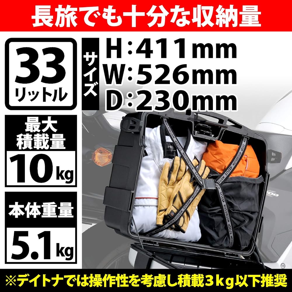 GIVI Motorcycle Rear Box Monokey Side Case 33L TREKKER Series TRK33N Silver 74374