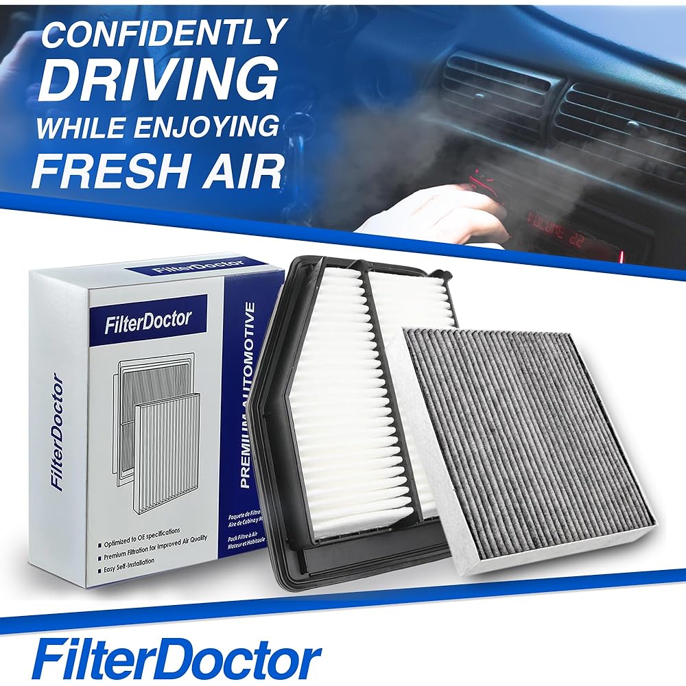 FilterDoctor CF10134 CA11113 For Air Cabin and Engine Filter Combo Honda 17220-R1A-A01