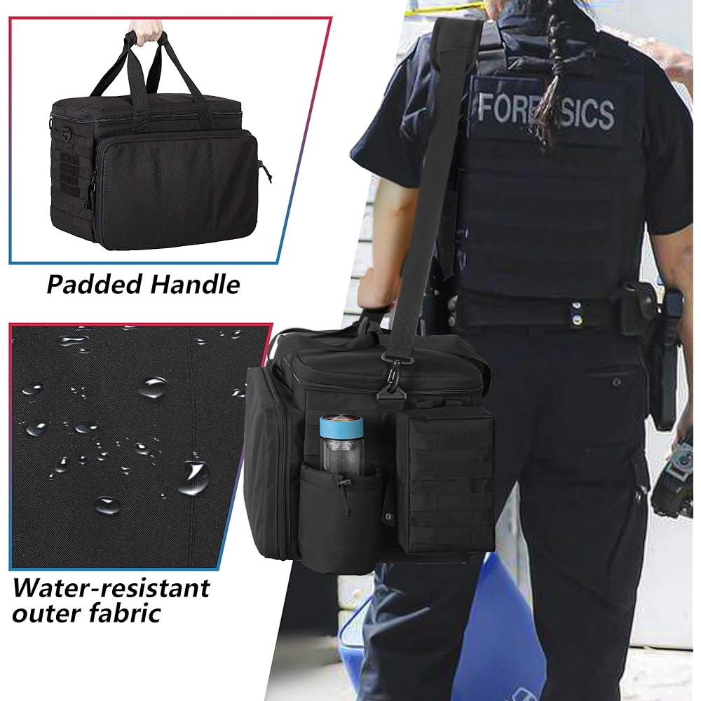 TRUNAB Patrol Bag Police Gear Bag Car Front Seat Organizer Police Police Military Duty Bag 15.6 inch Lap Top Sleeve Cup Holder MOLLE Strip Vehicle Passenger Seat