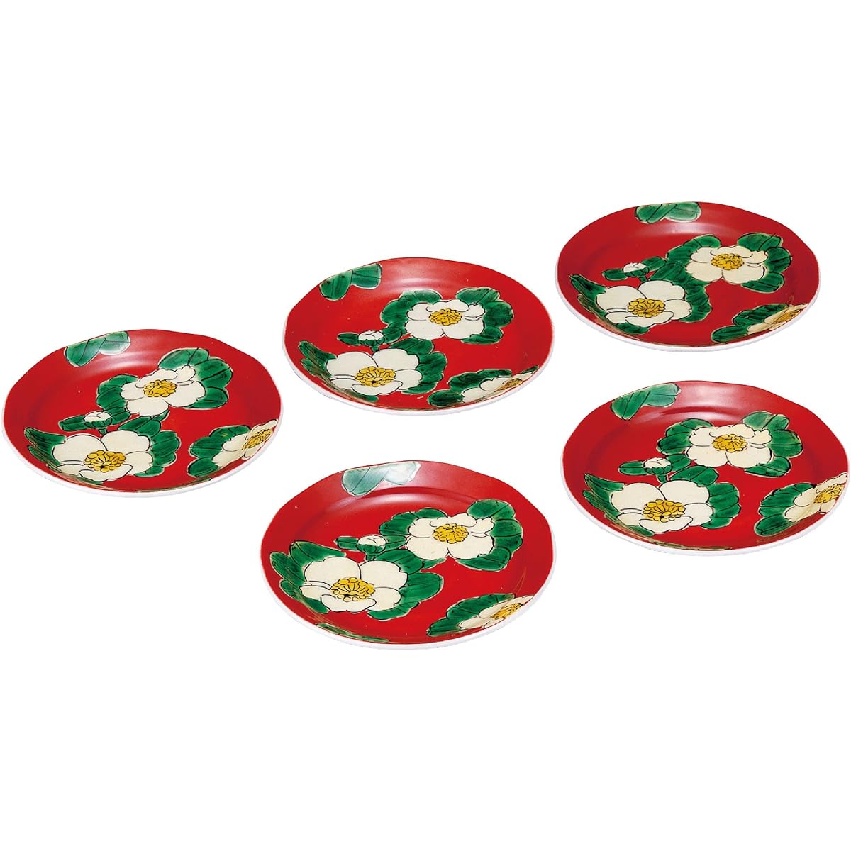Kutani ware 4.5 plates (set of 5) Sasanqua K4-112