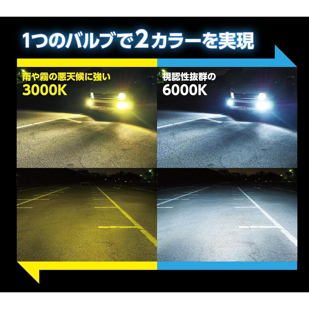 Sphere Light Car LED Fog Light 2 Color Switching Model H8/H11/H16 Conversion Kit 4800lm SHKPE2