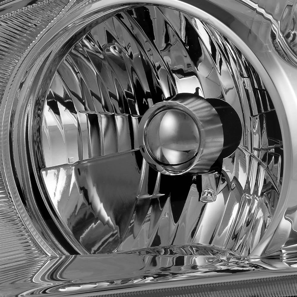 Honda Pilot Chrome Bezel OE replacement Headlight Driver/Amber head lamp pair for passenger seats.