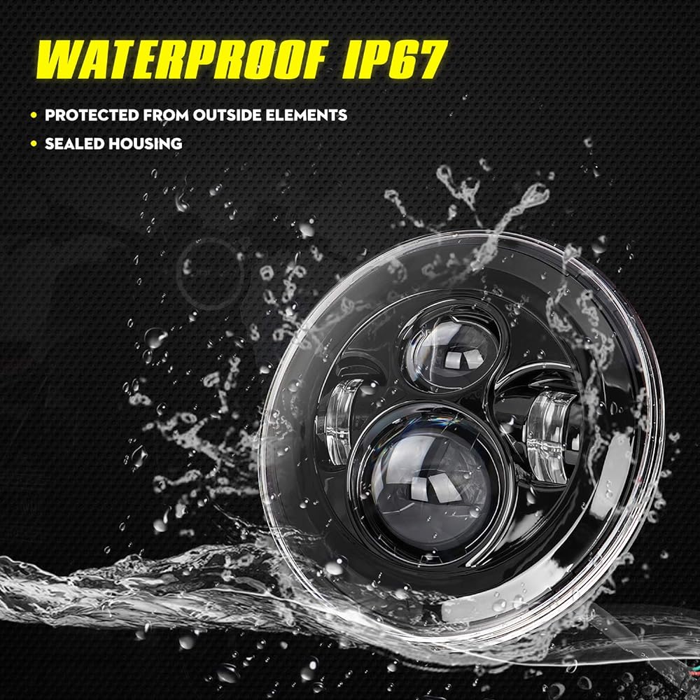 7 inch LED headlights 4.5 Fog Light Passing Light Crome Set Silver YG-CHROME HEADLIGHT-BLACK