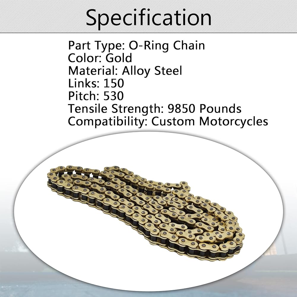 Waltyotur 530x150 O Ring Drive Chain Gold 9500 Pound Pound Pitch 150 Link
