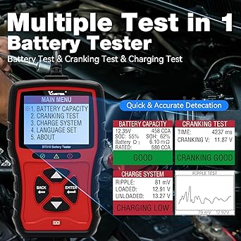 VDIAGTOOL BT310 Car Battery Tester 12V 24V 24V 100-2000 CCA load tester charging system tester digital auto battery analyzer alternator tester car truck track motor bai SUV ATV boat boat