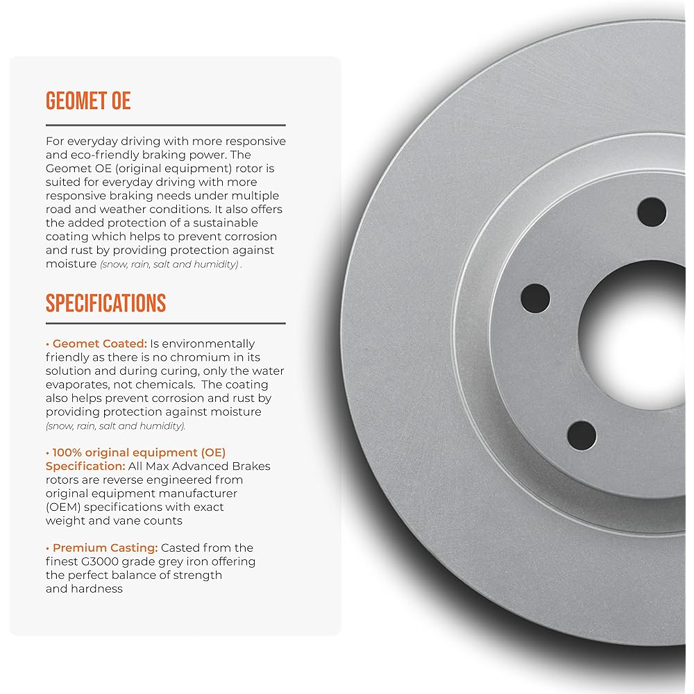 Max Advanced Brakes ENVIROFRIENDLY GEOMET OE (Original Equipment) Rear Rotor ELITE MAX Brake Pad KT119762