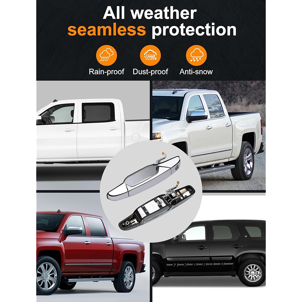 AVSTY Door handle latch Chevrolet Silverado Serverado Taho Avavarado GMC Sierra 1500 2500 3500 Yukon Cadillac Escalade 2008 2010 2010 2014 Chevrolet Silver FLR