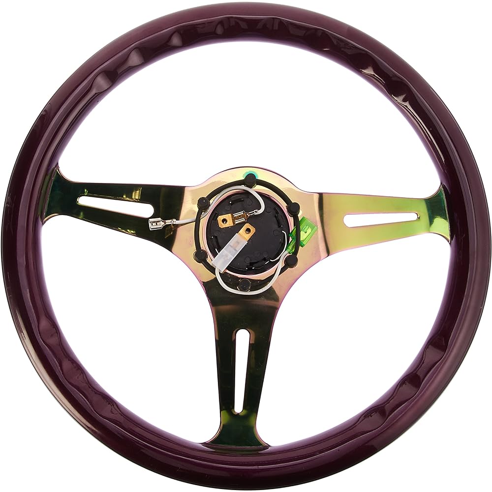 NRG Innovations ST-015MC-PP Classic wood grain wheels (350mm 3 neo-chrome spokes, purple pearl paint)