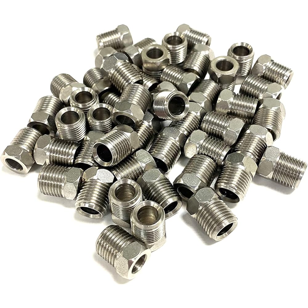 THE STOP SHOP Reverse Floor Asstainless Steel Brake Line Fight 3/16 Inch O.D. 3/8 inch-24 Threads (125 packs)