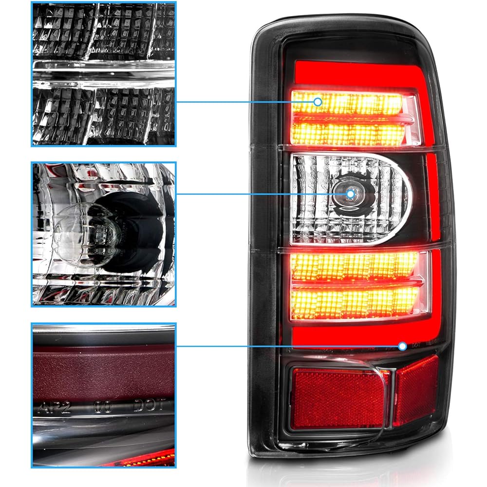 Amerilite 2000-2006 Chevrolet Taho Sabban/GMC Ucon Denari XL Black LED replacement Tail Light Assembly Brake Land Set -The passenger seat and the driver's seat side
