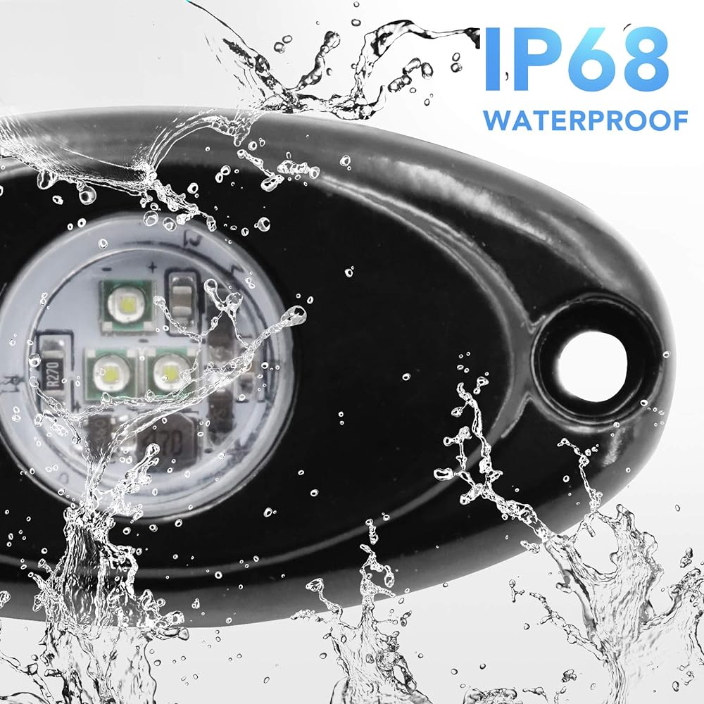 YONEDA White Rock Light 4pods Aluminum Housing IP68 Waterproof Pure White LED Lock Light Light Under Glow Fender Light Truck SUV ATV Off -Road Out -Bai