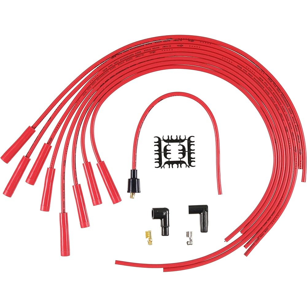 Accel 4040R Spark Plug Wire Set -8mm -Red Wire Red Straight Boots