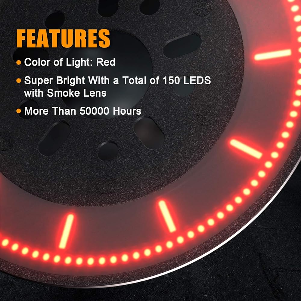 Jeep Spare Tire Brake Light, Plug & Play Sard Brake Light LED Rear Wheel Lit Ring Lamp 2018-2021 Jeep Wrangler JL/JLU compatible