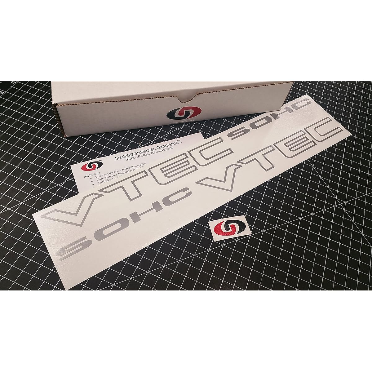 VTEC SOHC 17 "(Pair x2) Decal Kit Sticker Inn Port Tuner Metallic Silver by Underground Designs