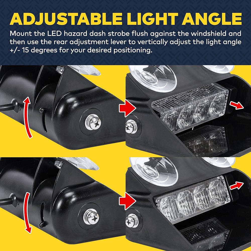 Ultra-high brightness 4 LED Low Profile Front Glass Mount Deck Dash Dash Emergency Strobe Yellow SBWL14-AB