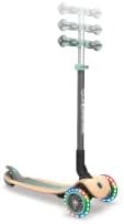 GLOBBER Kickboard Flash Glowing 3 Wheel Wood Deck Foot Brake Outdoor Play Children Vehicle Kick Scooter Primo/Foldable/Wood/Light Mint WLGB436206