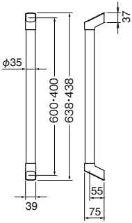 Polar bear form handrail 600mm soft silver/M oak [BR-850B]