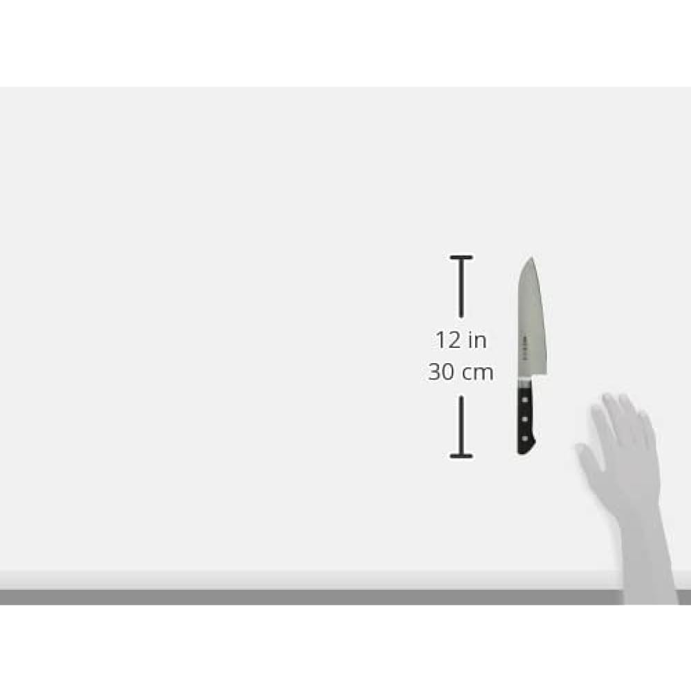 Kanemasa Minamoto M series all steel black plywood handle with base Santoku 180mm (with real blade) KC-718