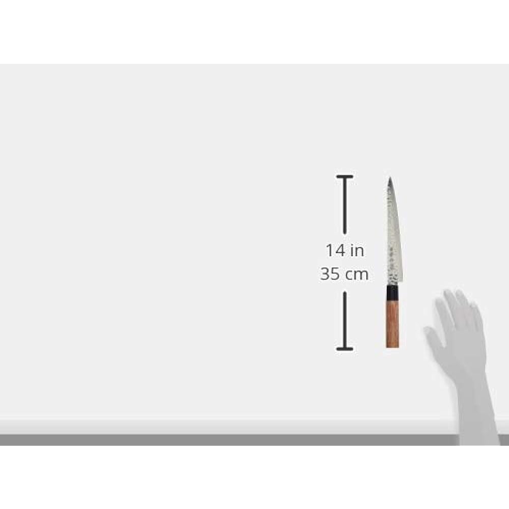 Kanetsune Seki Stainless Steel 1K6 Hammered Polished Lined Red Plywood Round Pattern 210mm KC-955