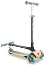GLOBBER Kickboard Flash Glowing 3 Wheel Wood Deck Foot Brake Outdoor Play Children Vehicle Kick Scooter Primo/Foldable/Wood/Light Mint WLGB436206