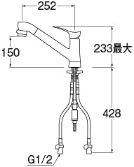 SANEI Single Mixing Faucet with Ultra Fine Bubble Generator for Cold Regions Top Surface Installation K87121ET6JK-13 Silver