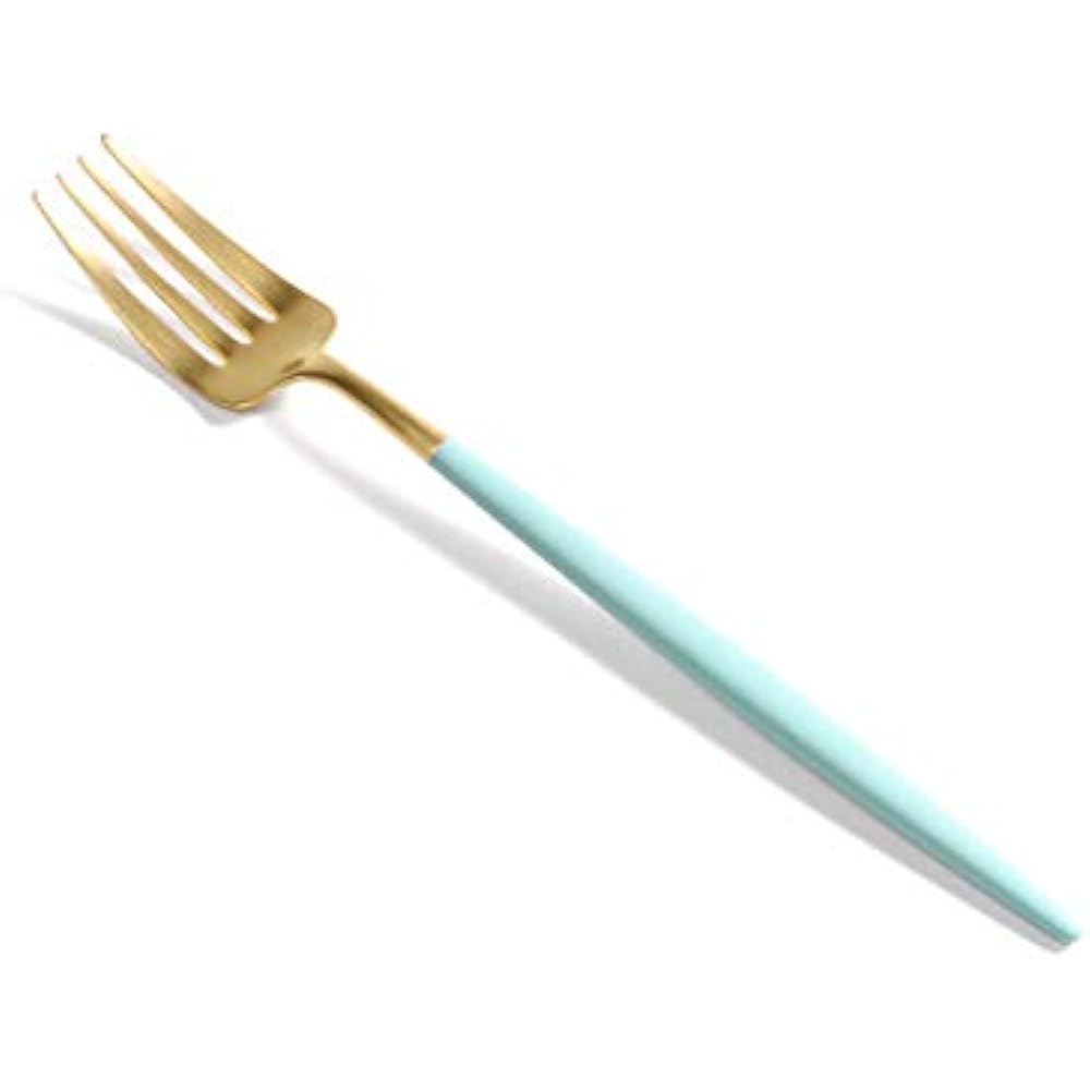 Cutipol GOA Turquoise Matte Gold Dinner 3 Piece Set (Knife, Fork, Spoon)