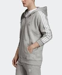 adidas Originals 3 STRIPES Full Zip Hoodie Fleece French Terry Sweat Parka M (167-173cm) Domestic Genuine Product FUD00 Medium Gray Heather