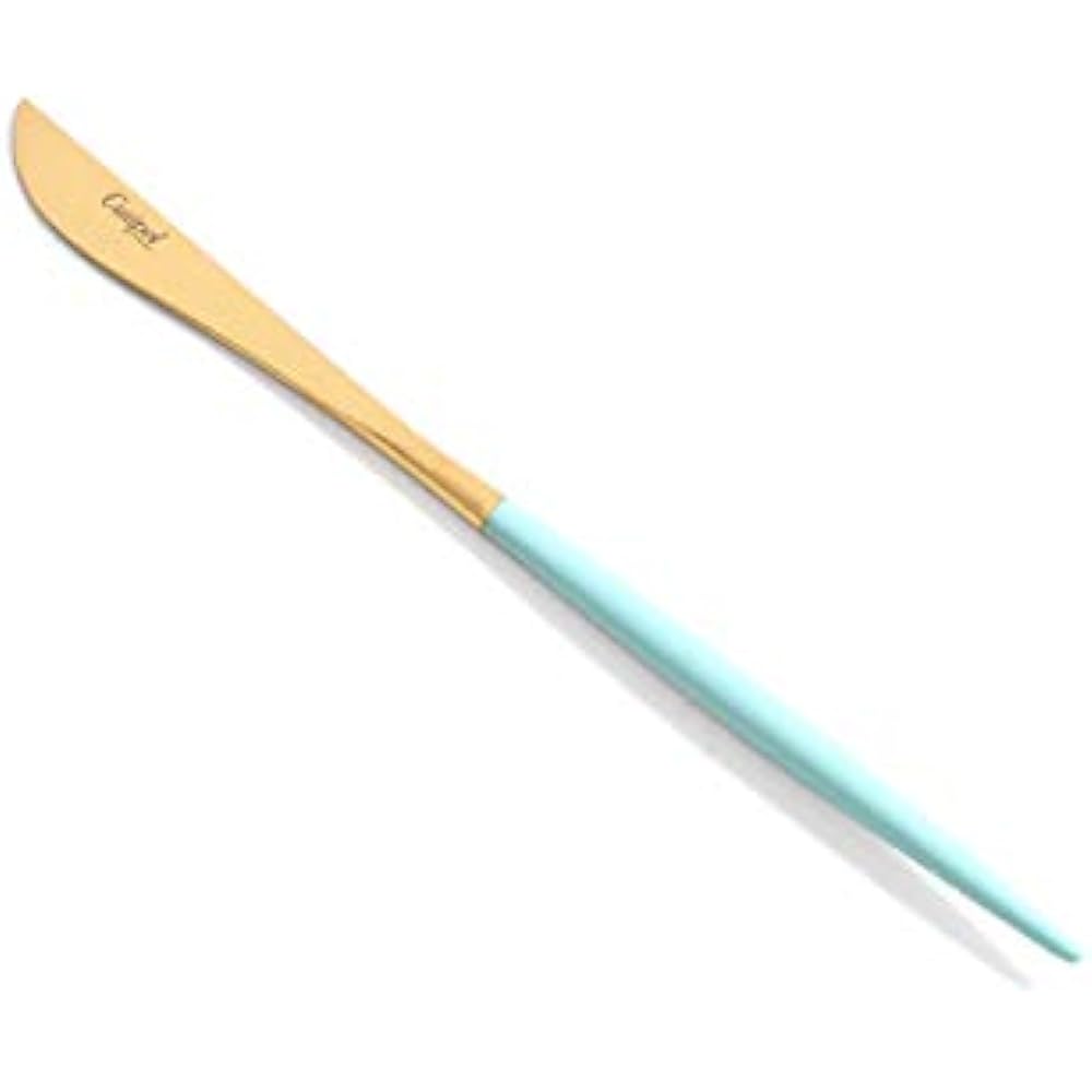 Cutipol GOA Turquoise Matte Gold Dessert 3 Piece Set (Knife, Fork, Spoon)