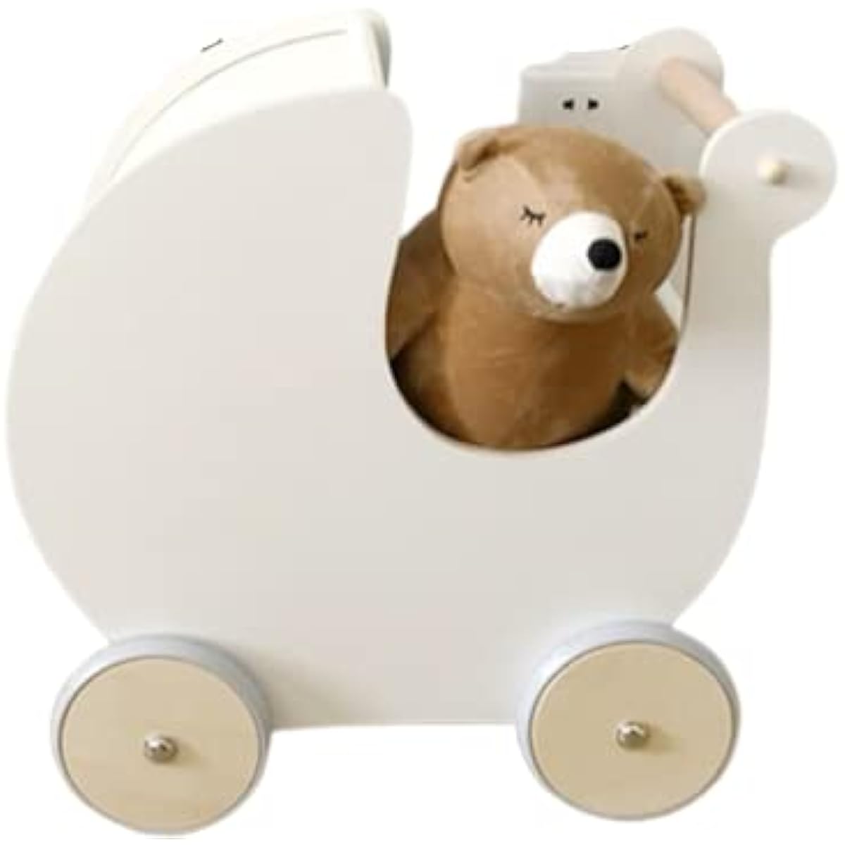 Baby Pushchair, Wooden Toy, Birthday, Baby Shower, Wooden Toy, Stylish, Moon Shape, Toy Box, Scandinavian, Interior, Goods, Toy, Walking Practice, Baby, Boy, Girl, Present, Gift, Cute, Stylish (White)