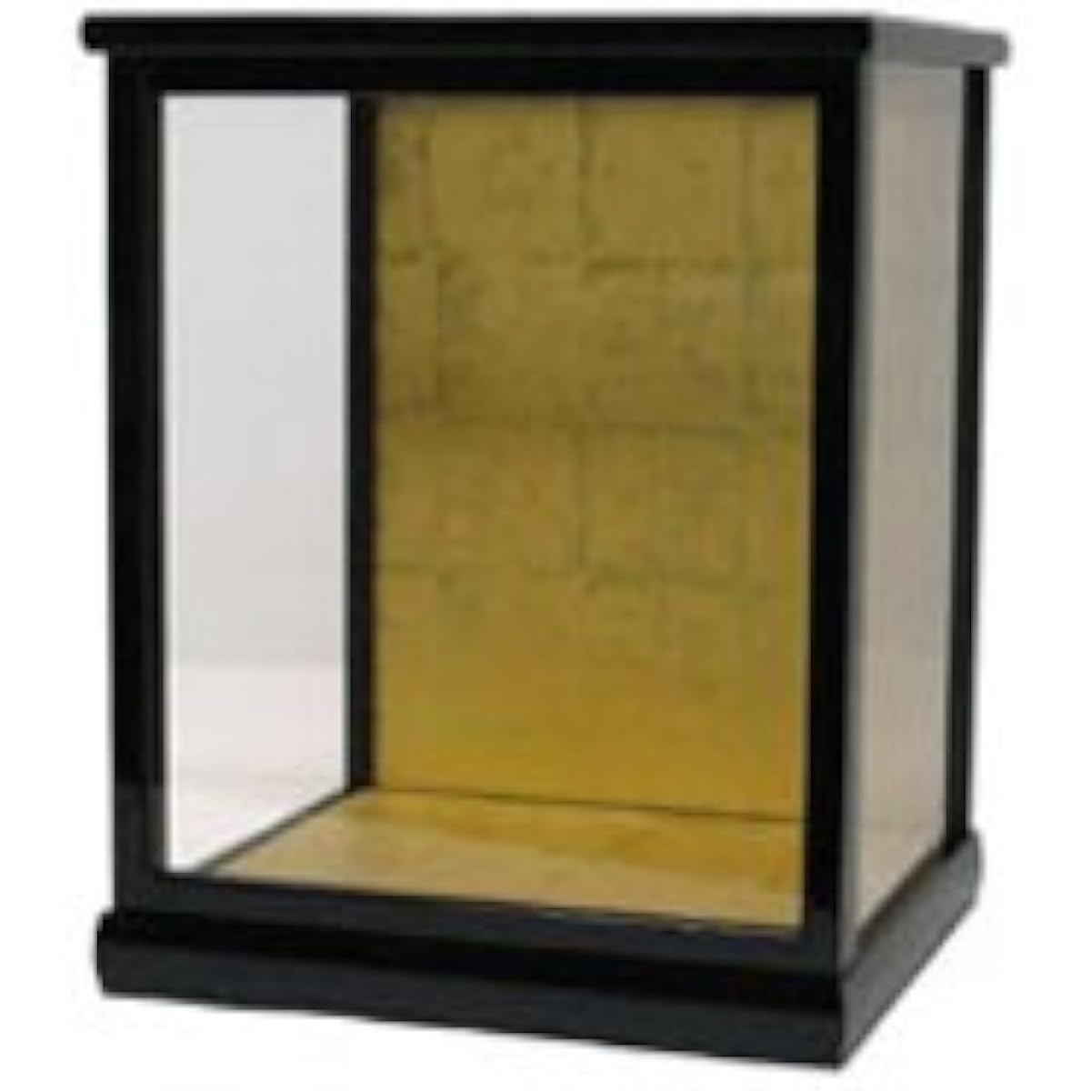Kyoju doll case, width 24 x depth 20 x height 29.5 cm (inside dimensions), glass case, wooden, with door, black mulberry paint, Hata doll, children's doll, Japanese doll