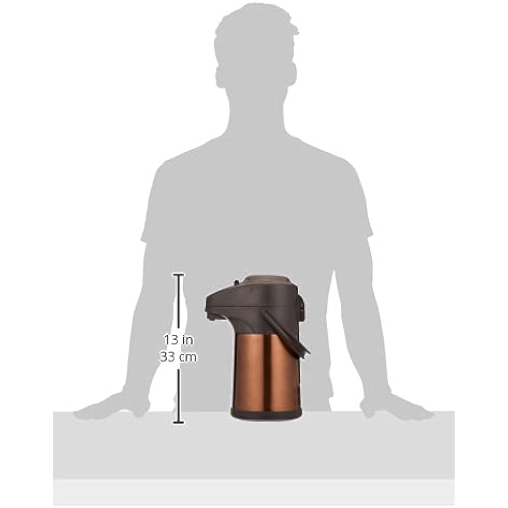 Pearl Metal Thermal Tabletop Stainless Steel Air Pot 2.5L Brown Eco and Nico HB-1561
