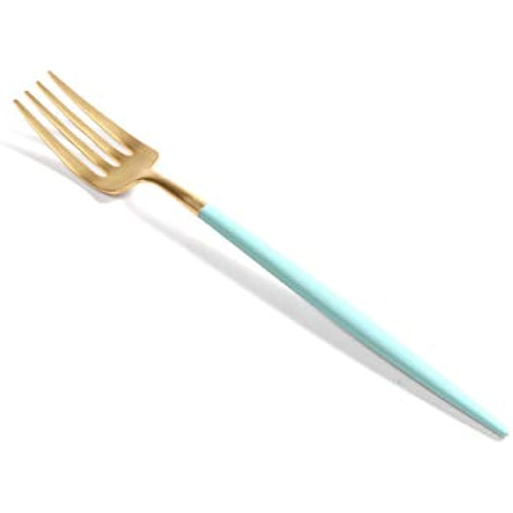 Cutipol GOA Turquoise Matte Gold Dessert 3 Piece Set (Knife, Fork, Spoon)