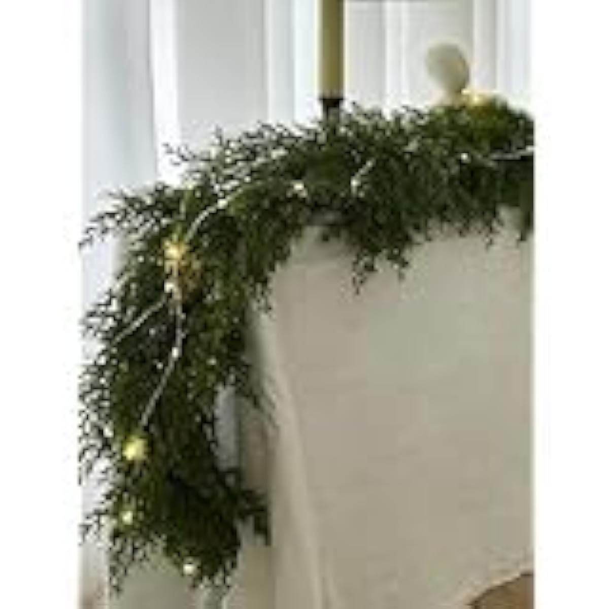 PARTY JOY Seasonal Artificial Christmas Garland Pine Cypress Green Garland Holiday Outdoor Winter Decoration-6ft(White)
