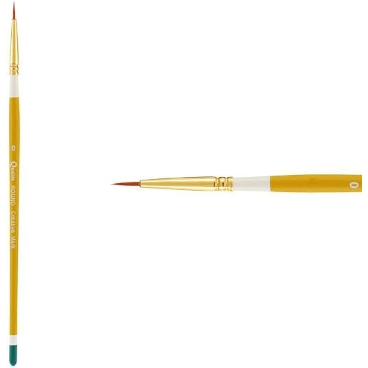 Creative Mark Qualita Golden Paint Brushes Taklon Short Handle Paint Brushes for Acrylic, Oil, Fine Art, Heavy Body Media - Single Brush - [Round - Size 0]