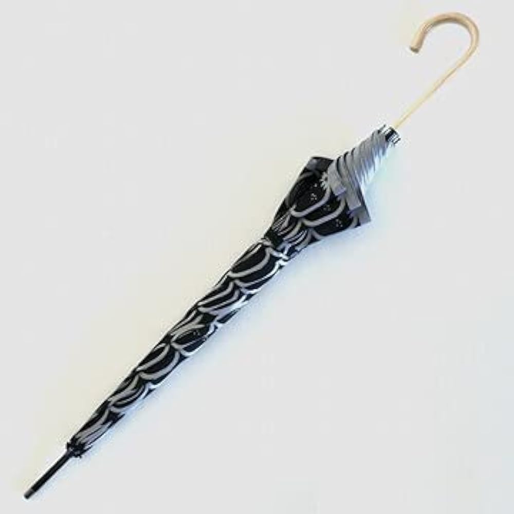 Makita Shoten + Stig Lindberg FRUKTLADA Black x White (Black x White) Women's Long Umbrella UV UV Protection Parasol for Both Sunny and Rainy Weather Blackout Scandinavian Design High Quality Koshu Ori Made in Japan