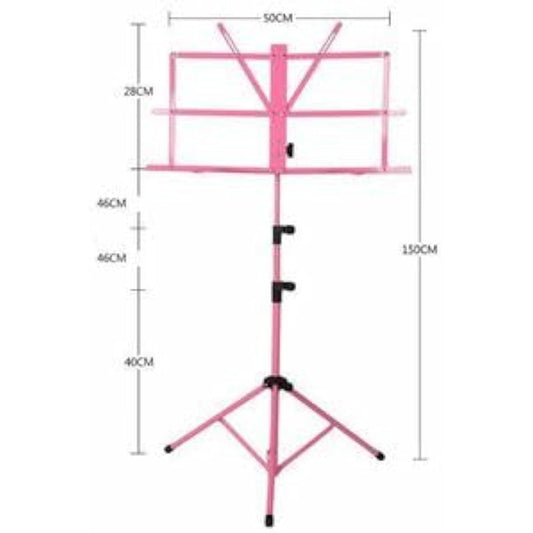 Set of 2 music stands, extendable, foldable, lightweight, steel, height adjustable, soft case included, portable
