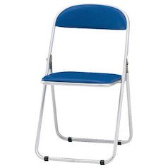 TRUSCO Folding Pipe Chair with Urethane Leather Sheet Blue FC-2000TS-B