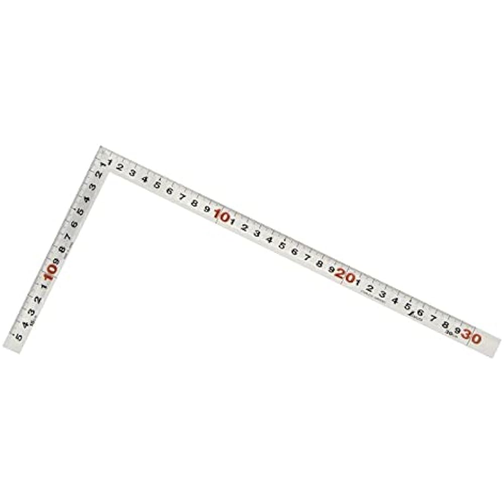 Shinwa Sokutei Curved Scale Silver 1 Shaku Back 30cm Scale with Red Numbers 10028