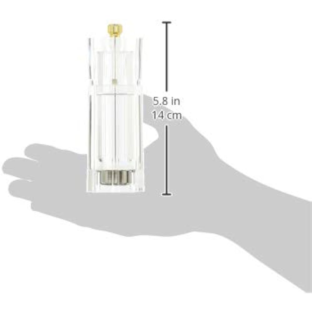 IKEDA Cylindrical Pepper Mill APM-150 Acrylic body, iron metal fittings, brass knob Japan PPPB5